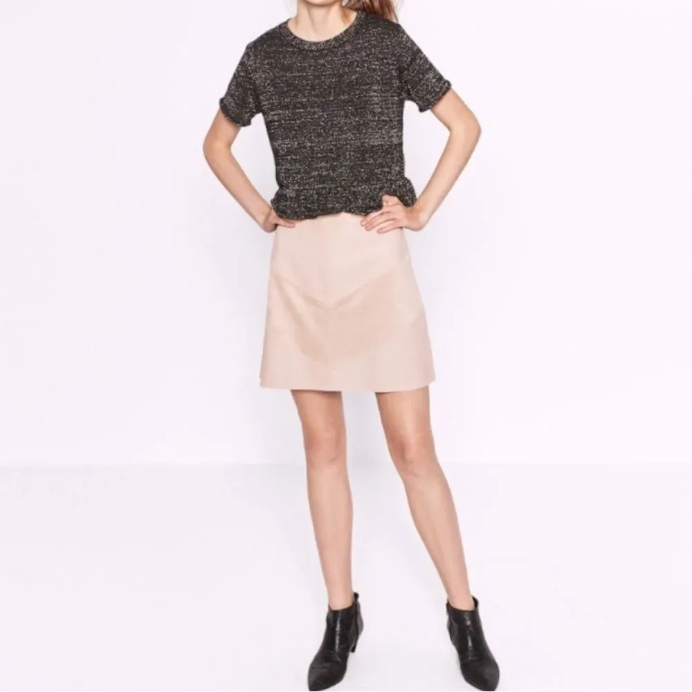 Zara Basic Mixed Faux Leather A-Line Mini Skirt in Soft Pink size Medium